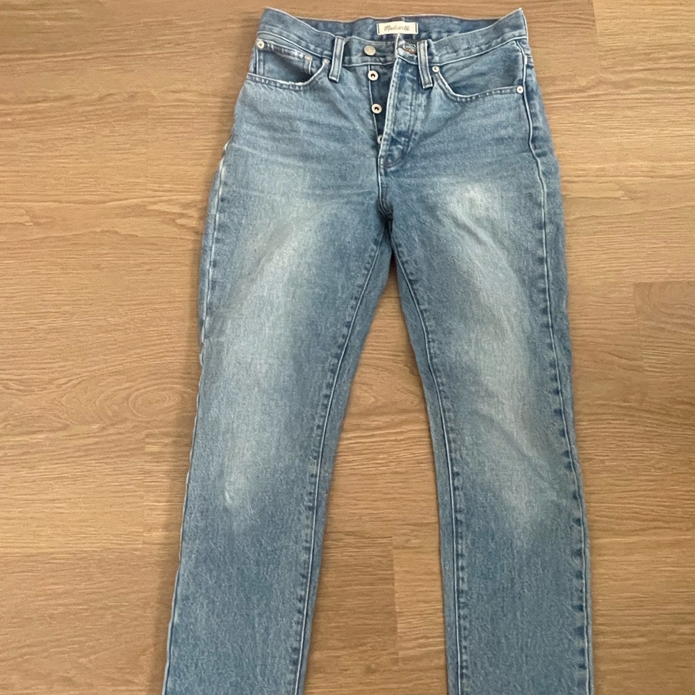 Madewell Blue Straight Leg Jeans with Vintage Wash